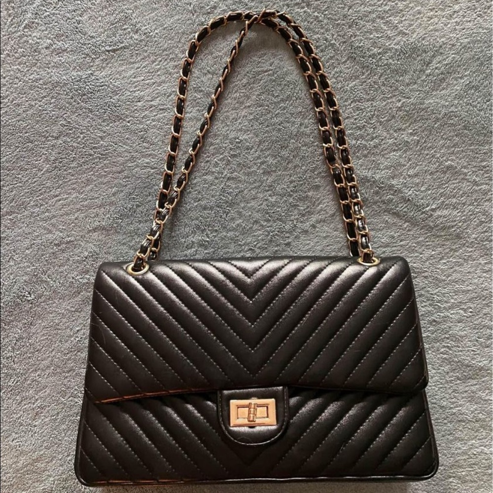 black quilted bag